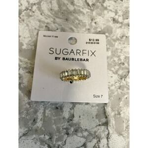 SUGARFIX by BaubleBar Baguette Crystal Statement Ring Size 7 Nickel Free. NEW